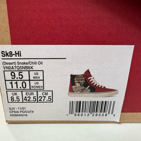 Vans Sk8-Hi Desert Snake/Chili Oil and Checkered Men's 9.5 - Picture 6 of 7
